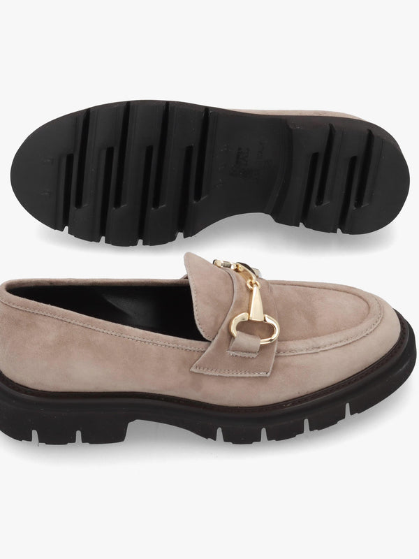 LUCA GROSSI Taupe Suede Snaffle Loafers