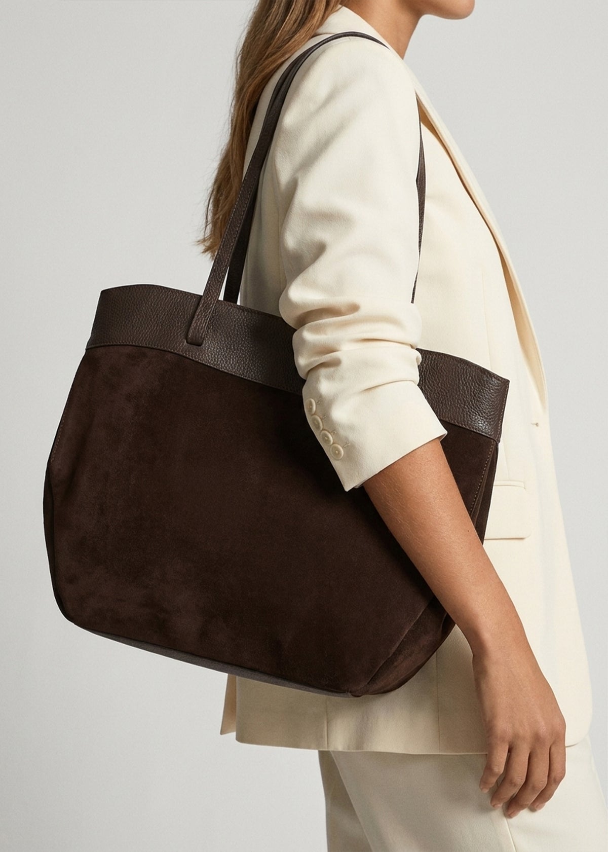 Daniel Maida Brown Suede Shoulder Bag With Pouch
