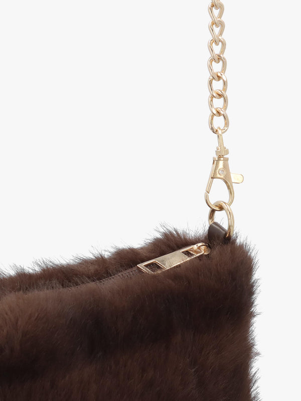 Small Brown Faux Fur Cross-Body Bag