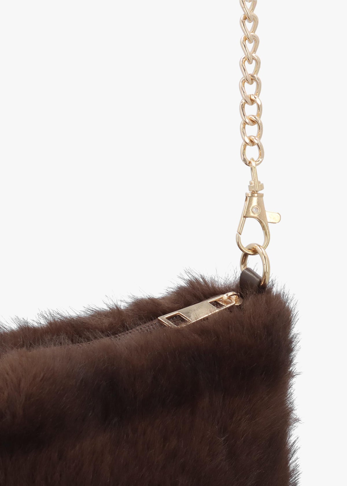 Small Brown Faux Fur Cross-Body Bag