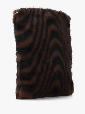 Malissa Small Black & Brown Swirl Faux Fur Cross-Body Bag