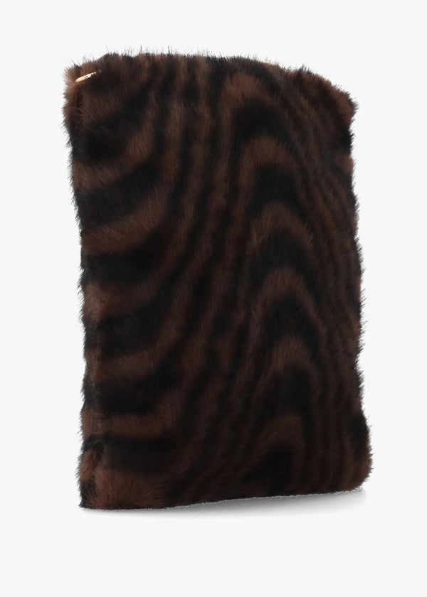Malissa Small Black & Brown Swirl Faux Fur Cross-Body Bag
