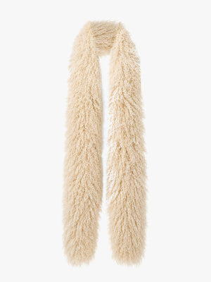 Beige Faux Mongolian Fur Long Scarf