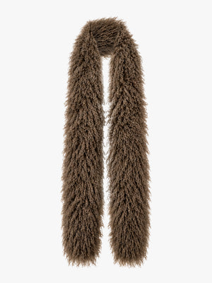 Taupe Faux Mongolian Fur Long Scarf
