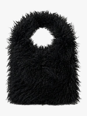 Malissa Small Black Faux Mongolian Fur Cross-Body Bag