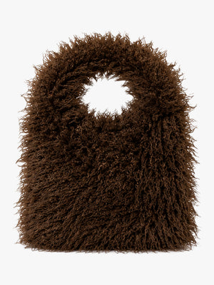 Brown Faux Mongolian Fur Shoulder Bag