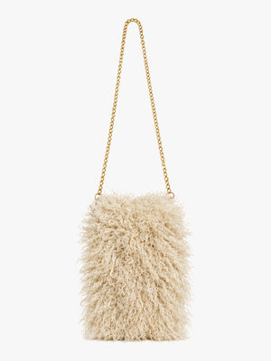 Malissa Small Beige Faux Mongolian Fur Cross-Body Bag