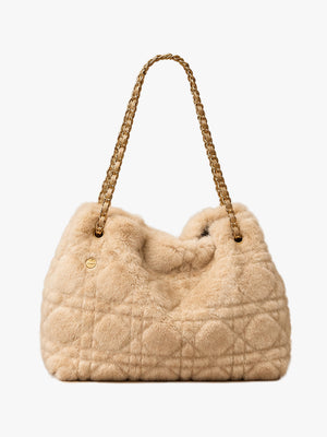 Malissa Beige Faux Fur Shoulder Bag