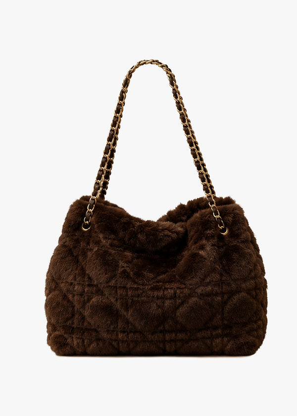 Malissa Brown Faux Fur Shoulder Bag