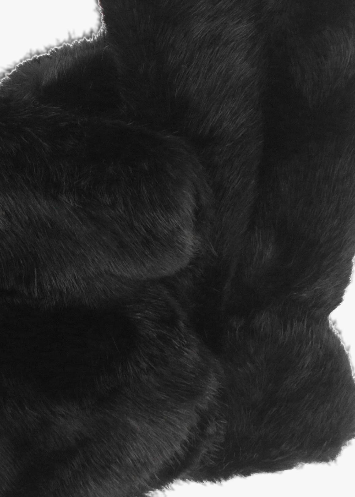 Malissa Black Faux Fur Fingerless Gloves