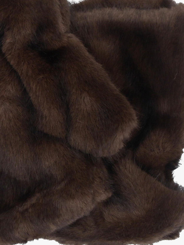 Malissa Brown Faux Fur Fingerless Gloves
