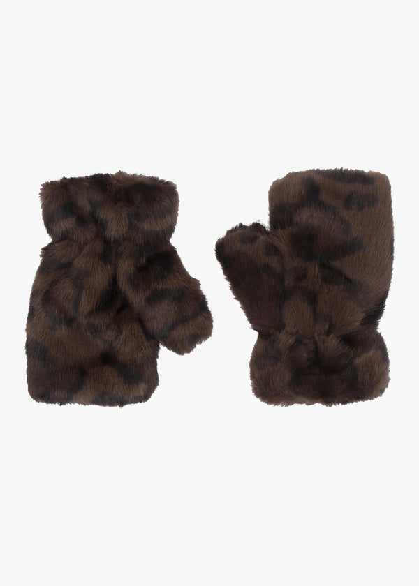 Malissa Leopard Faux Fur Fingerless Gloves