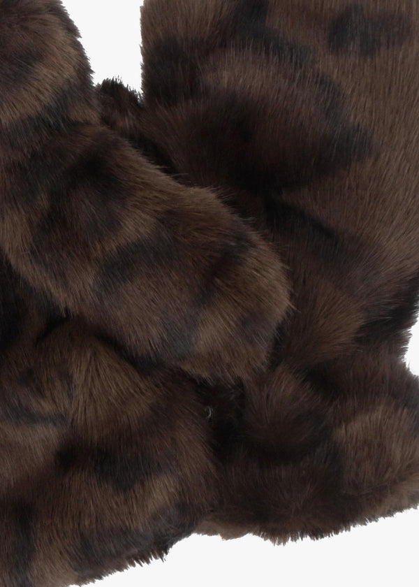 Malissa Leopard Faux Fur Fingerless Gloves