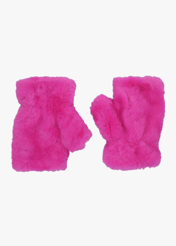 Malissa Pink Faux Fur Fingerless Gloves