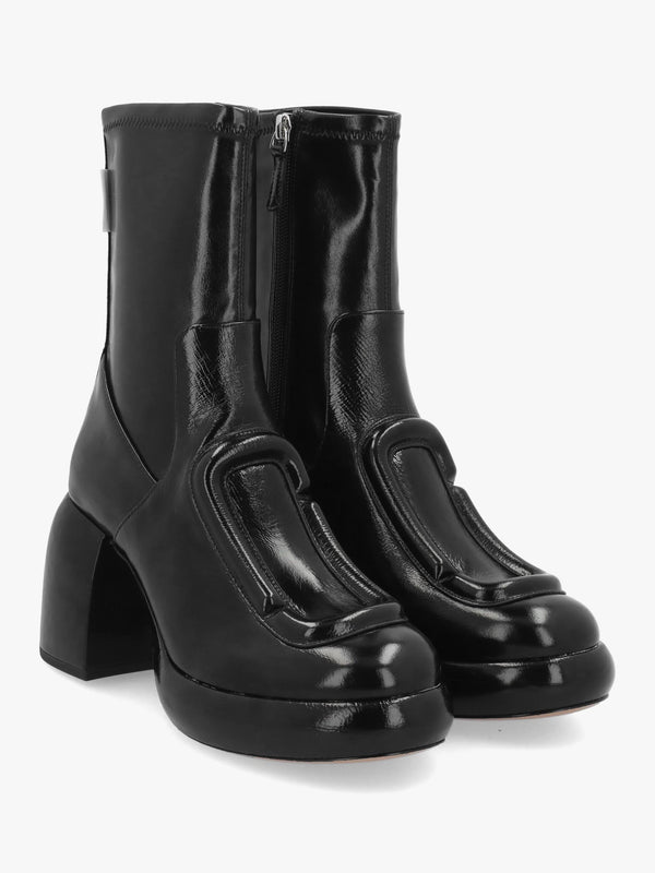 Marc Jacobs The Pop J Marc Black Leather Platform Ankle Boots