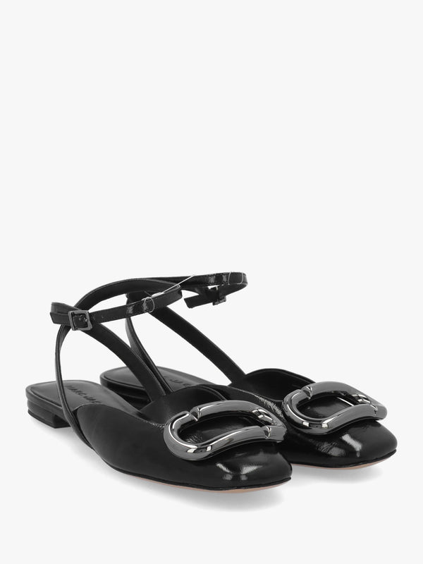 Marc Jacobs The Pop J Marc Black Leather Closed Toe Sandals