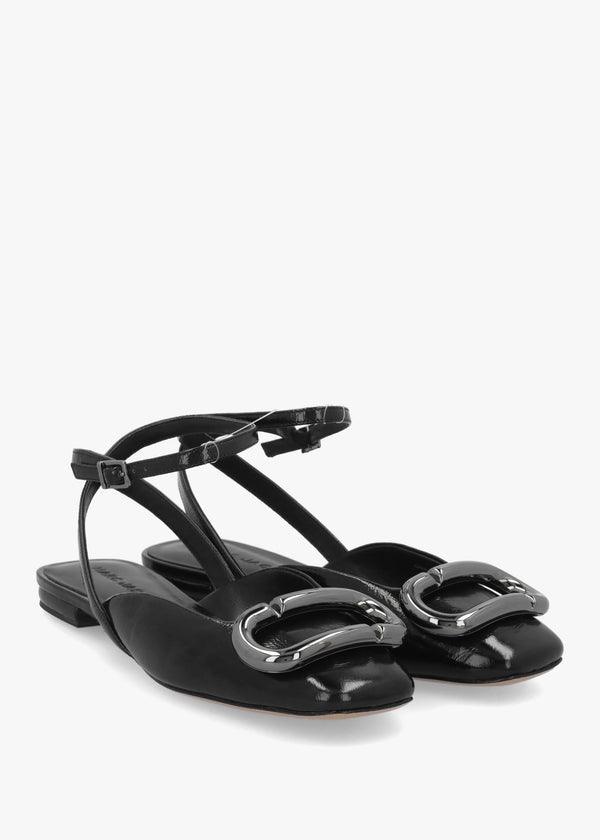 Marc Jacobs The Pop J Marc Black Leather Closed Toe Sandals