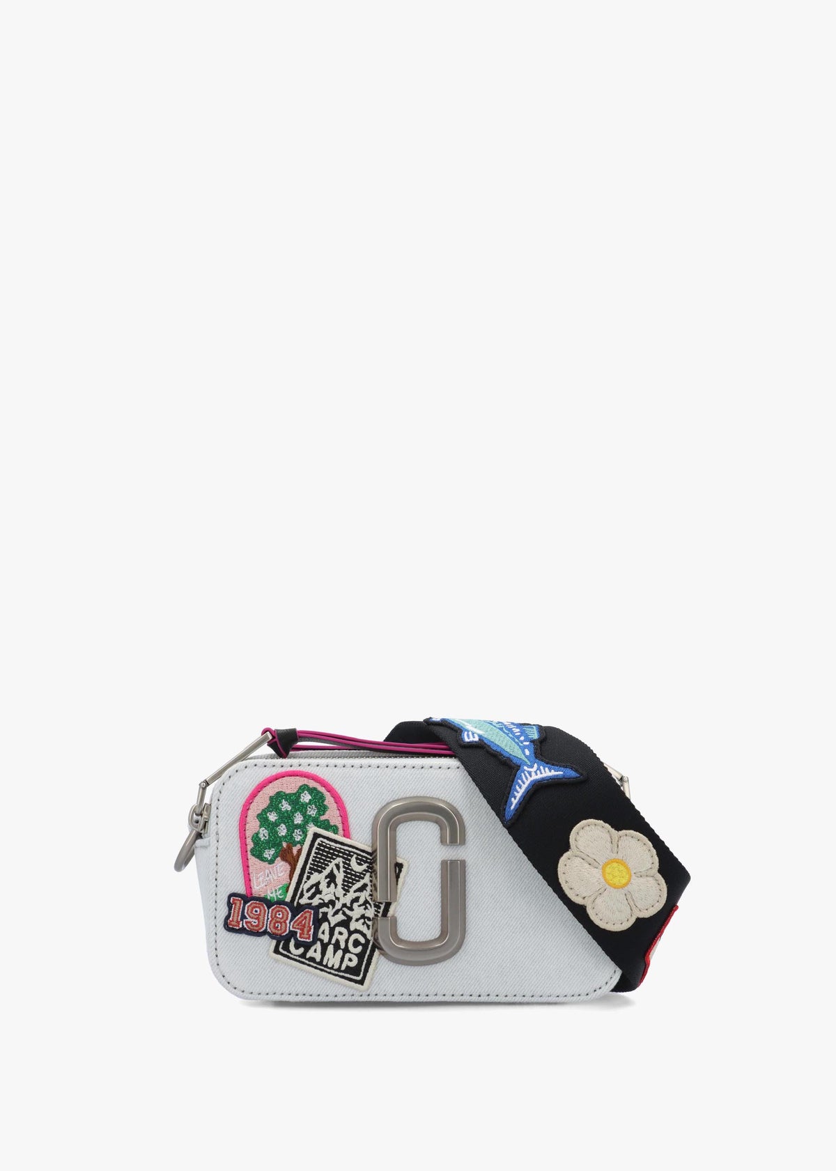 The Camp Patchwork Denim White Snapshot Camera Bag