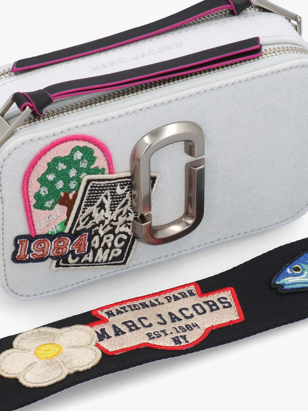 The Camp Patchwork Denim White Snapshot Camera Bag