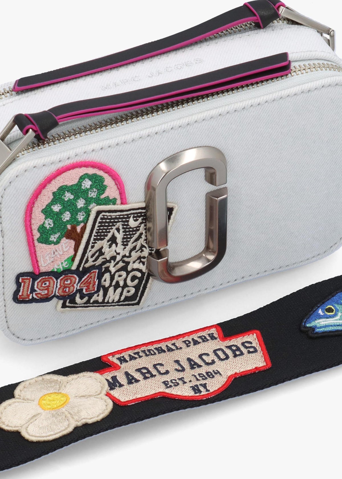 The Camp Patchwork Denim White Snapshot Camera Bag