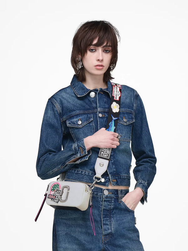 The Camp Patchwork Denim White Snapshot Camera Bag