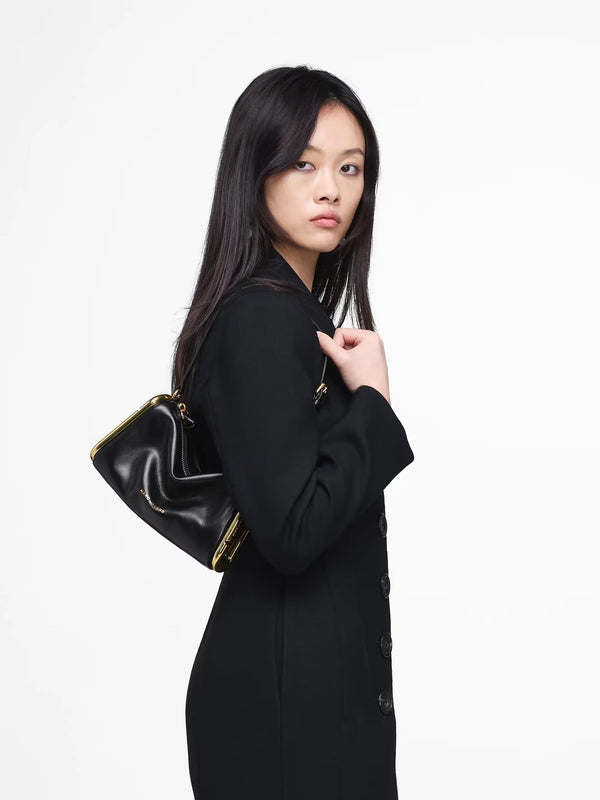 Scene Small Black Leather Shoulder Bag