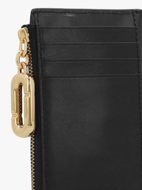 Scene Top Zip Black Leather Multi Wallet