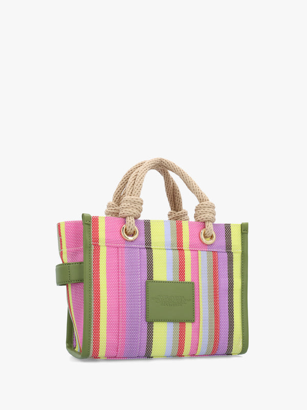 The Stripe Mesh Small Purple Multi Tote Bag
