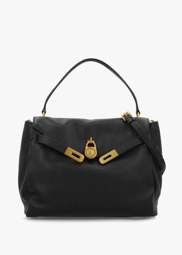 Michael Kors Large Hamilton Moderne Black Leather Slouchy Satchel