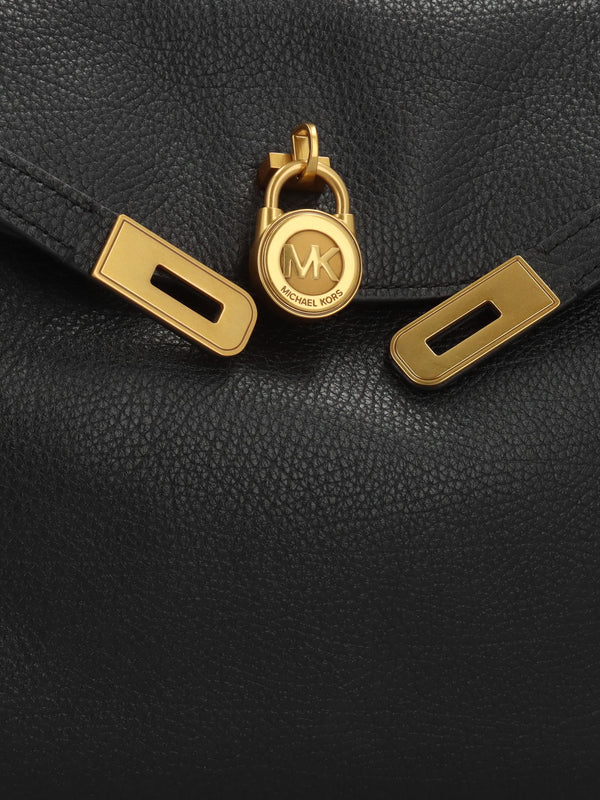 Michael Kors Large Hamilton Moderne Black Leather Slouchy Satchel