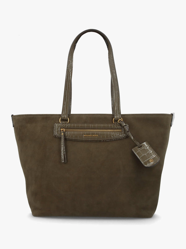 Michael Kors Extra Large Jet Set Green Suede Tote Bag