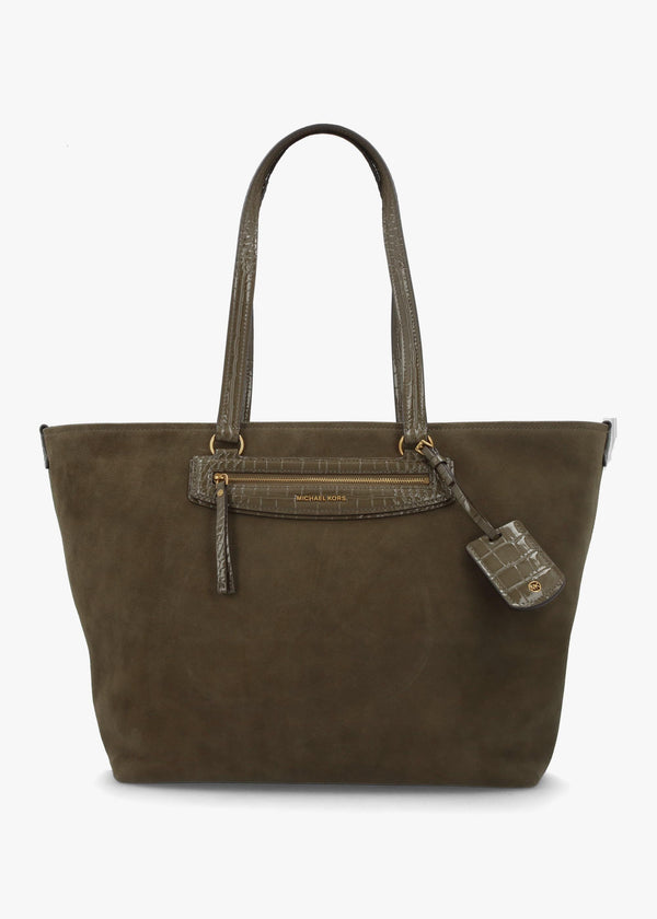Michael Kors Extra Large Jet Set Green Suede Tote Bag