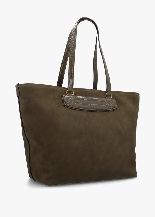 Michael Kors Extra Large Jet Set Green Suede Tote Bag