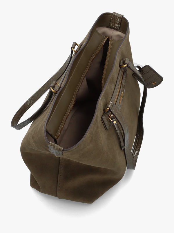 Michael Kors Extra Large Jet Set Green Suede Tote Bag