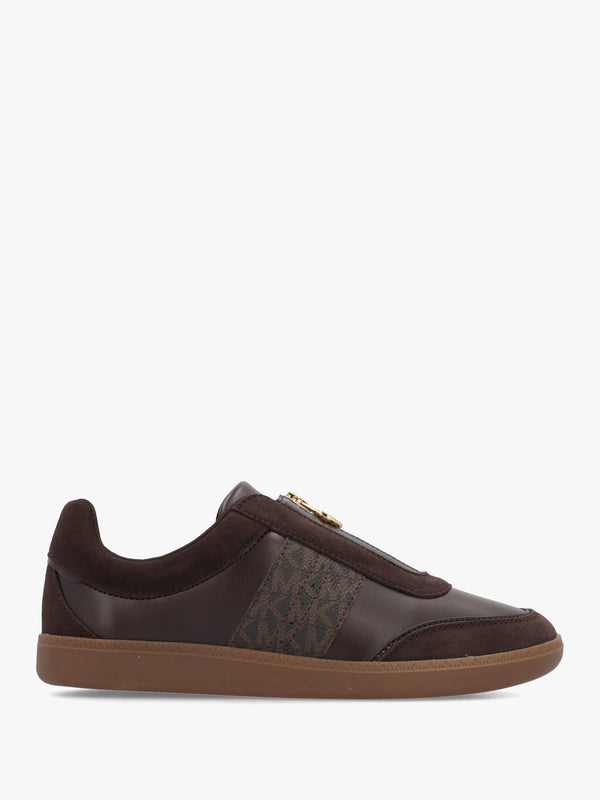 Michael Kors Jovie Brown Zip-Front Trainers