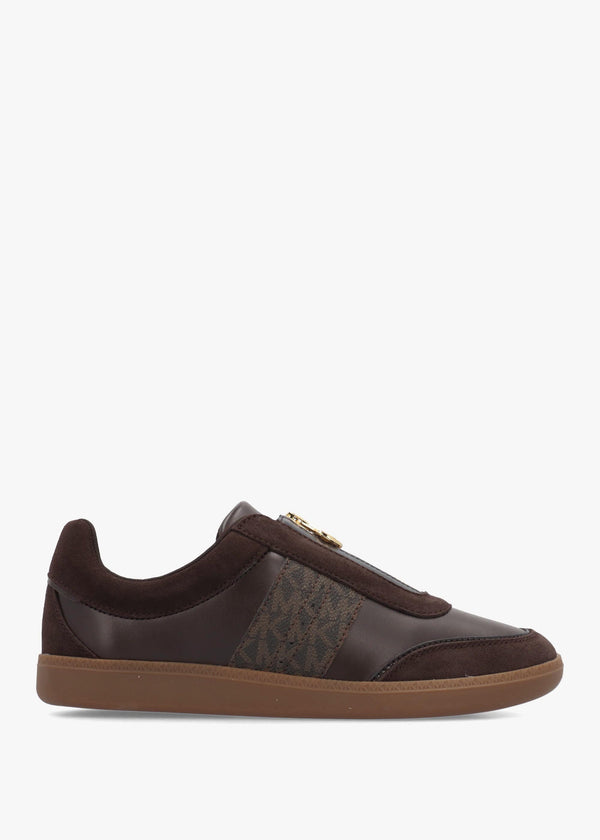 Michael Kors Jovie Brown Zip-Front Trainers