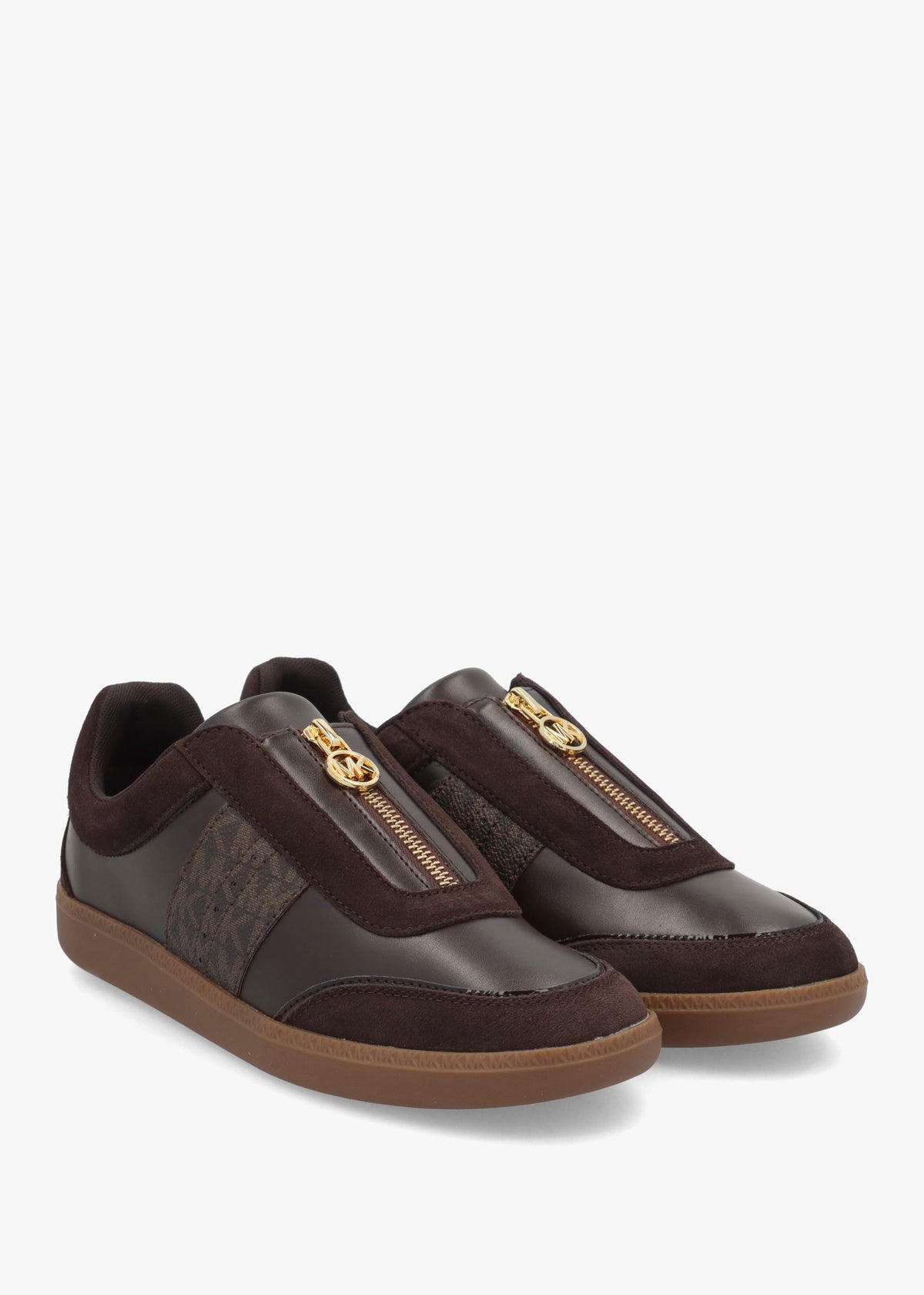 Michael Kors Jovie Brown Zip-Front Trainers