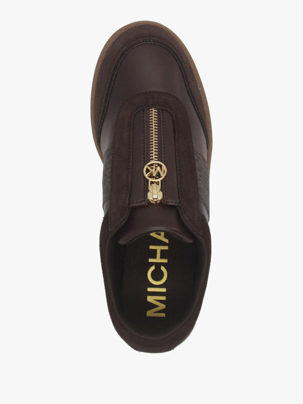 Michael Kors Jovie Brown Zip-Front Trainers