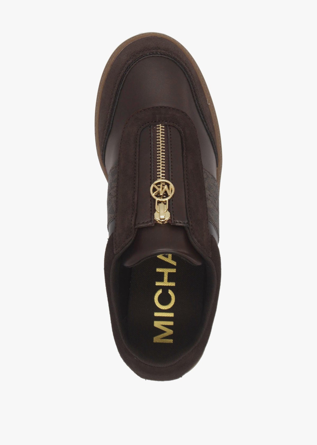 Michael Kors Jovie Brown Zip-Front Trainers