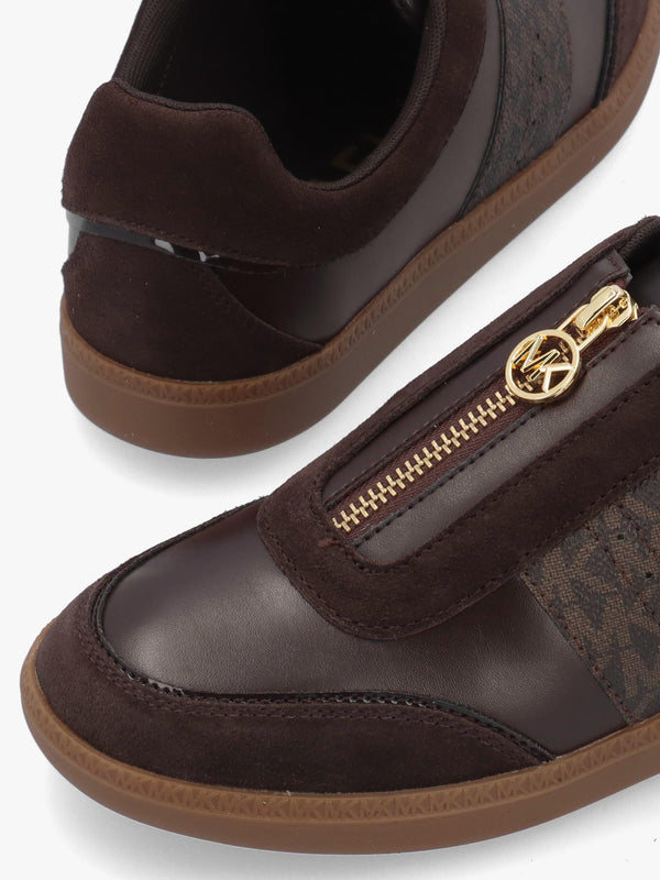 Michael Kors Jovie Brown Zip-Front Trainers