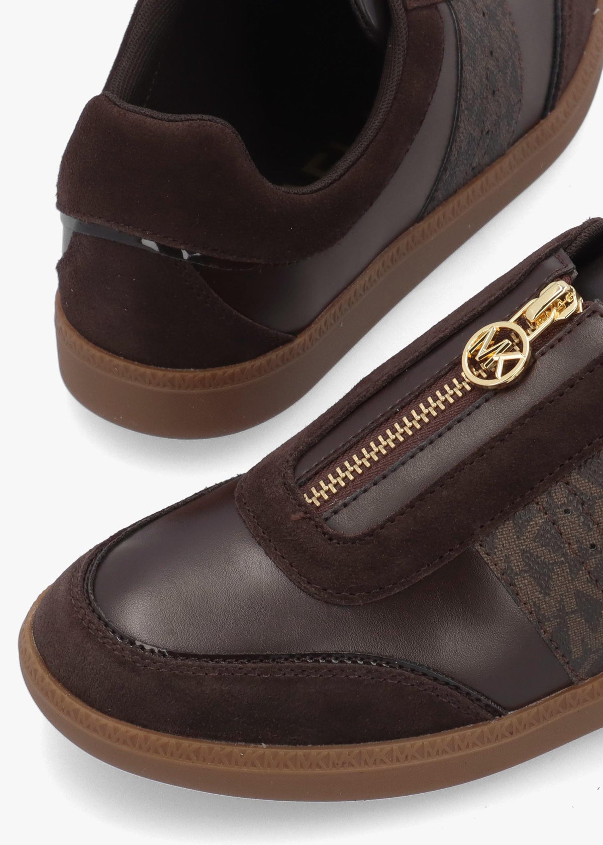 Michael Kors Jovie Brown Zip-Front Trainers
