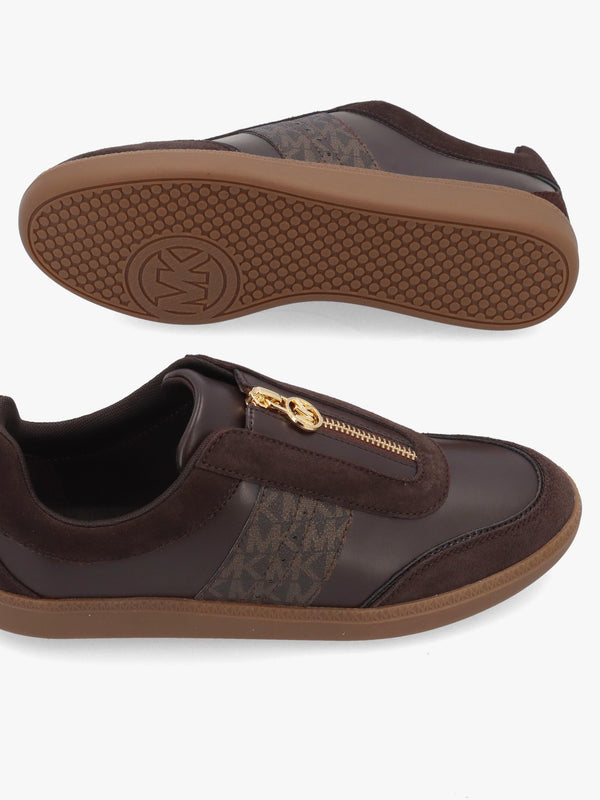 Michael Kors Jovie Brown Zip-Front Trainers