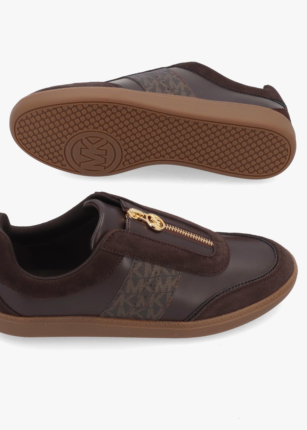 Michael Kors Jovie Brown Zip-Front Trainers