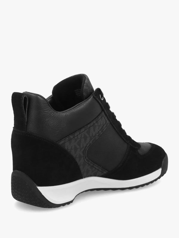 Michael Kors Nikko S2 Black Leather & Suede Wedge Trainers