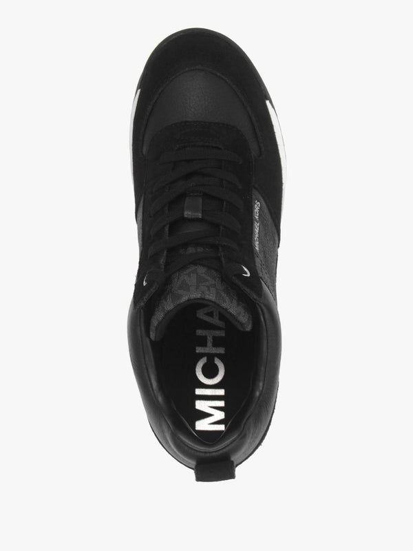 Michael Kors Nikko S2 Black Leather & Suede Wedge Trainers