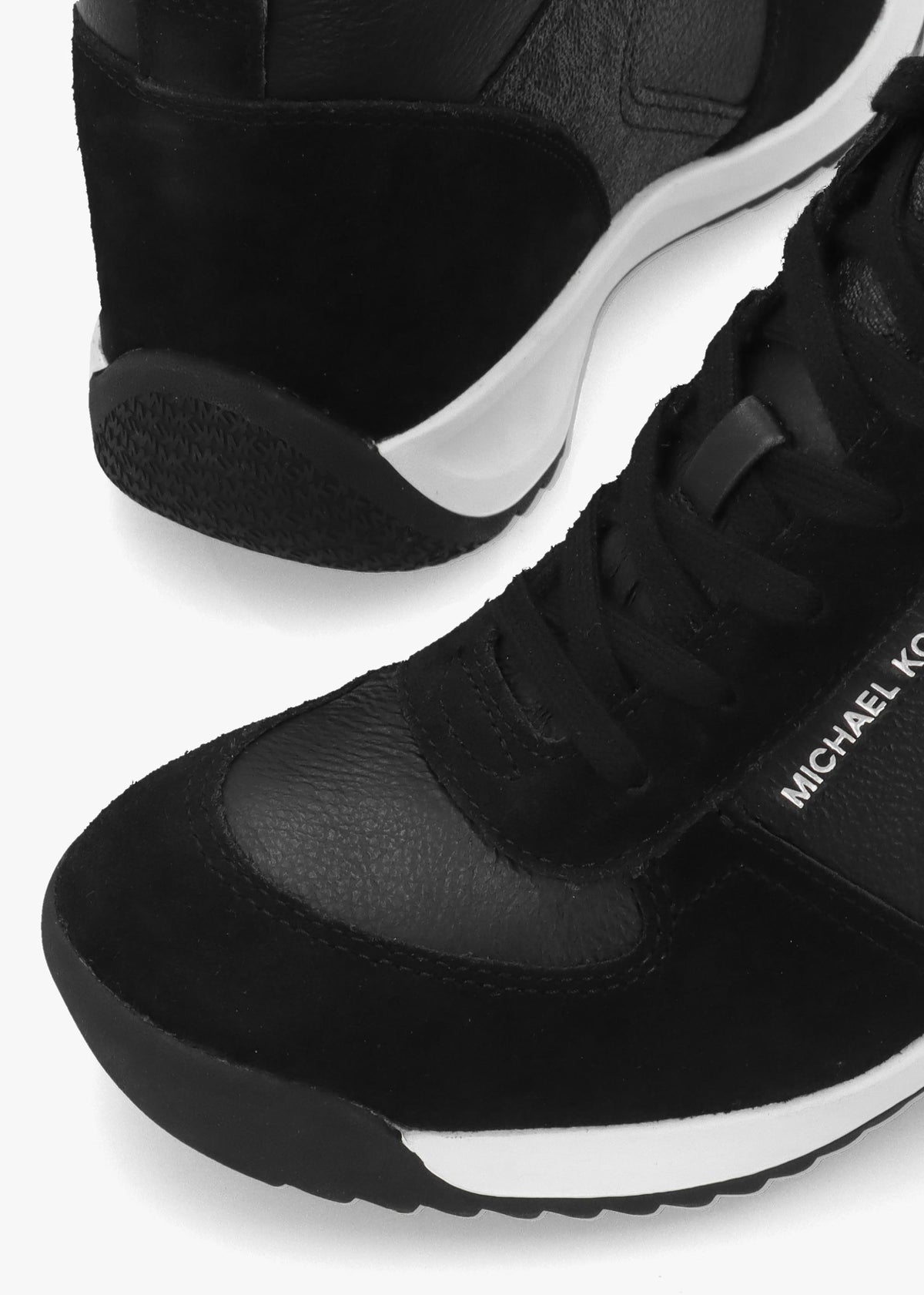 Michael Kors Nikko S2 Black Leather & Suede Wedge Trainers