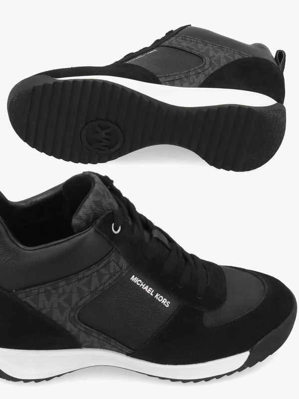 Michael Kors Nikko S2 Black Leather & Suede Wedge Trainers