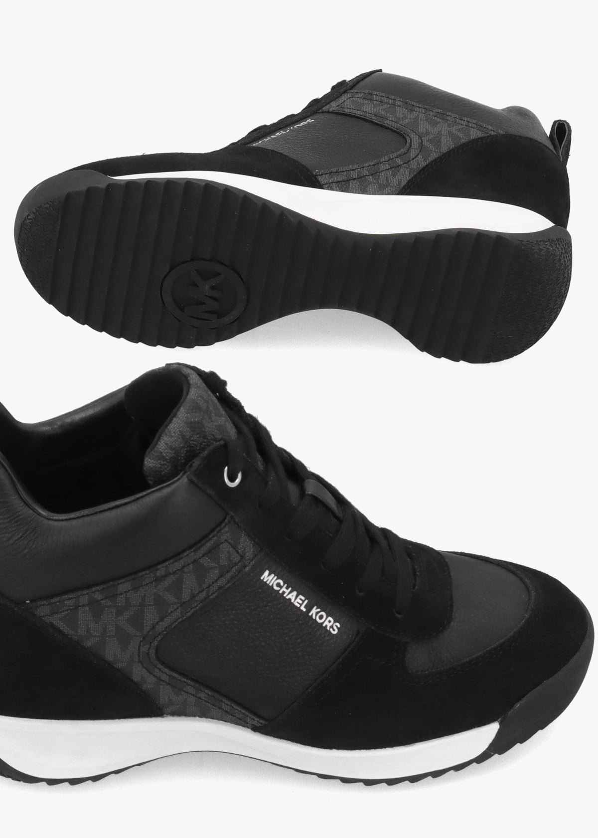 Michael Kors Nikko S2 Black Leather & Suede Wedge Trainers