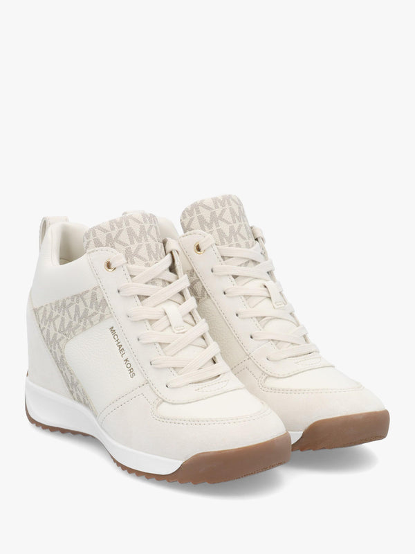 Michael Kors Nikki S2 Vanilla Leather & Suede Wedge Trainers