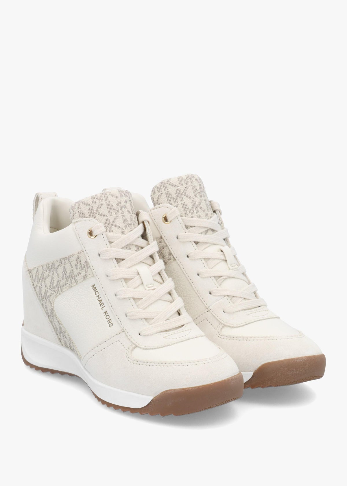 Michael Kors Nikki S2 Vanilla Leather & Suede Wedge Trainers